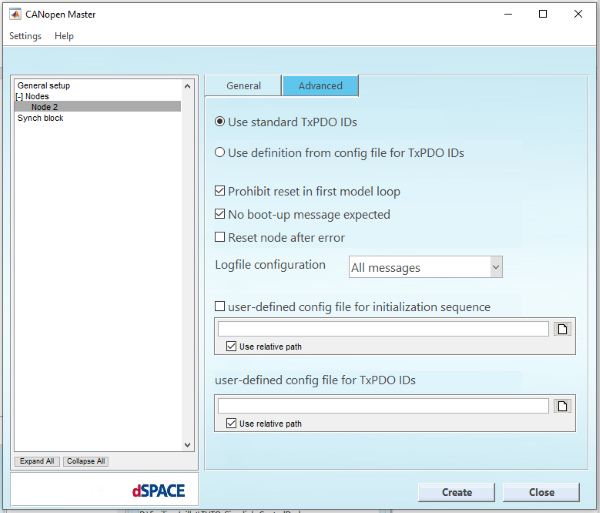 bloc CANopen Setup node Advanced